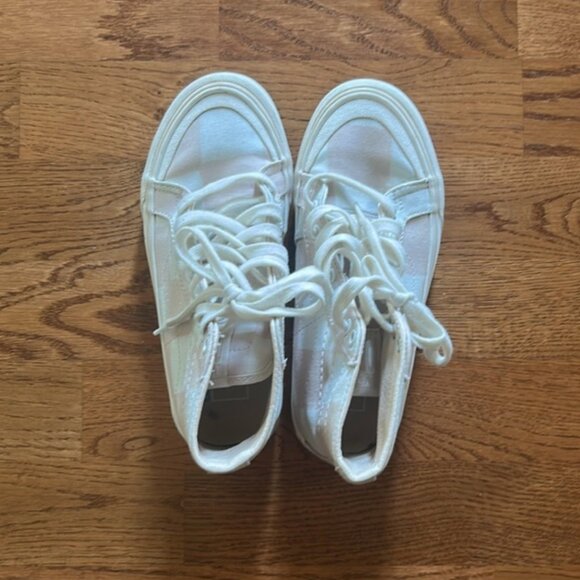 VANS Classic Sk8 Shoe 5.5 EU 35 Sneaker Canvas Ivory Pink High Top Checkerboard - Picture 2 of 3